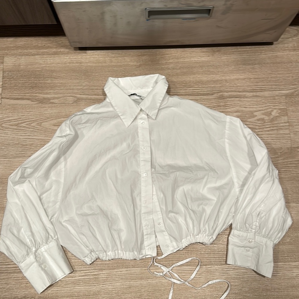 Zara Cropped Button Up Blouse